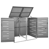Double Wheelie Bin Shed 138x77.5x115 cm Stainless Steel 149555