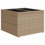 Garden Table with Glass Top Beige 55x55x37 cm Poly Rattan 366058