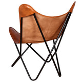 Butterfly Chair Brown Real Leather 243728