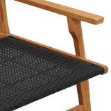 Garden Chairs with Table 3 pcs Black Solid Acacia Wood 3214433