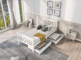 Wooden Bed Frame with Drawers Single Storage Bed Solid Pine Wood,3FT Guest Bed For Adults, Kids, WF292375AAW