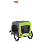 ZNTS Pet Bike Trailer Green and Grey Oxford Fabric and Iron 93836