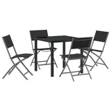 Garden Dining Set Folding 5 pcs Black Powder-Coated Steel 3379374