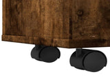 Narrow Bathroom Cabinet with Wheels Smoked Oak Engineered Wood 855272