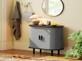 Tambour Sideboard with Fluted Sliding Doors, Modern Kitchen Cupboard with Storage Shelves and Wooden T3398P424866