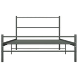Bed Frame Grey Metal Single Sturdy Bed Frame Rectangular 286493