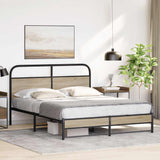 Metal Bed Frame without Mattress Smoked Oak 160x200 cm 3318679