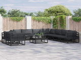 Garden Sofa Set with Cushion 9 pcs Black Aluminium 3378882