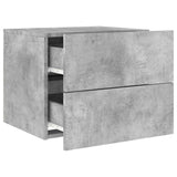 Wall-mounted Bedside Cabinets with LED Lights 2 pcs Concrete Grey 836819