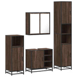 4 Piece Bathroom Furniture Set Brown Oak Engineered Wood 3301209