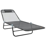 Folding Sun Lounger Folding Grey 182 x 55 x 85.5 cm Textilene 42003156