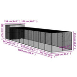 Dog House with Run Anthracite 214x1069x181 cm Galvanised Steel 3189135