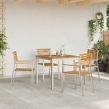 Garden Dining Set 5 pcs Solid Teak Wood and Stainless Steel 3334782