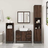 4 Piece Bathroom Furniture Set Brown Oak Engineered Wood 3301204