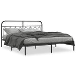 Metal Bed Frame without Mattress with Headboard Black 180x200cm 377121