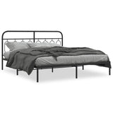 Metal Bed Frame without Mattress with Headboard Black 180x200cm 377121