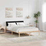 Bed frame Brown and black 140 x 190 cm Solid pine wood 878686