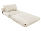 3 in 1 Convertible Corduroy Floor Sofa Bed, Oversized Fold Out Chaise Lounge with High Density T5592P539604