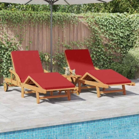 Sun Lounger 2 pcs Red 200 x 67 x 84cm Solid Acacia wood 3325180