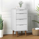 Drawer Cabinet MOLDE White 40x35x82 cm Solid Wood Pine 350502
