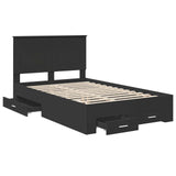 Bed Frame with Headboard Black 135 x 190 cm Engineered Wood 3409659