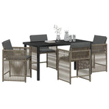 Garden Dining Set 5 pcs Grey Poly Rattan 3380778