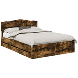 Bed Frame with Drawer Smoked Oak 160 x 200 cm Engineer Wood 3412988