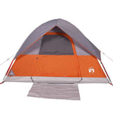 Camping Tent Dome 4-Person Grey and Orange Waterproof 94701