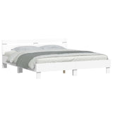 Bed Frame with LED White 193 x 203 cm Engineered Wood 3402853