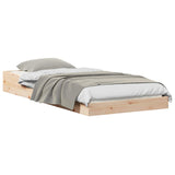 Bed Frame Brown 90 x 210 cm Solid Pine Wood 873346