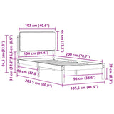 Bed Frame with Upholstered Headboard Light Grey 100 x 200 cm 877929