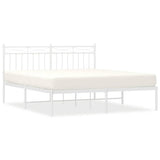 Metal Bed Frame without Mattress with Headboard White 150x200cm 373742