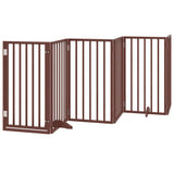 Dog Gate with Door Foldable 12 Panels Brown 600 cm Poplar Wood 3155551