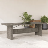 Garden Table with Glass Top Grey 240x90x75 cm Poly Rattan 365599