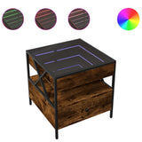 Coffee Table with Infinity LED Smoked Oak 50x50x51 cm 847714