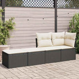 ZNTS 2 Piece Garden Sofa Set with Cushions Black Poly Rattan Acacia 3328679