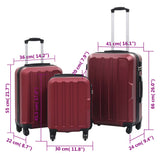 Hardcase Trolley Set 3 pcs Wine Red ABS 91874
