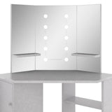 Corner Dressing Table with LED Concrete Grey 111x54x141.5 cm 326535