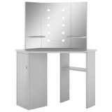 Corner Dressing Table with LED Concrete Grey 111x54x141.5 cm 326535