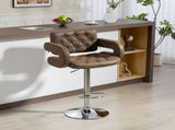 PU Leather Upholstered Swivel Bar Stool, Height Adjustable with Back, Armrest, Footrest, Coffee T3398P423518