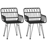3 Piece Garden Dining Set Black Poly Rattan 3157830