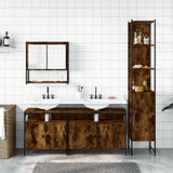 4 Piece Bathroom Furniture Set Smoked Oak Engineered Wood 3214687