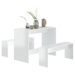 ZNTS 3 Piece Dining Set High Gloss White Engineered Wood 809482