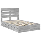 Storage Bed Grey Sonoma 135 x 190 cm Engineered Wood 3411907