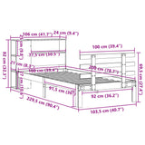 Bookcase Bed without Mattress White 100x200cm Solid Wood Pine 3322736