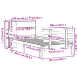 ZNTS Bookcase Bed without Mattress White 100x200cm Solid Wood Pine 3322736