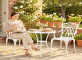 3 Pieces Garden Bistro Set, Cast Aluminium Outdoor Dining Set with 2 Chairs and Round Table with T3398P555905