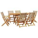 ZNTS 7 Piece Garden Dining Set Beige Poly Rattan and Solid Wood 3281708