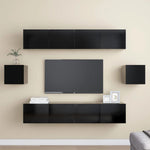 ZNTS 6 Piece TV Cabinet Set Black Engineered Wood 3078788