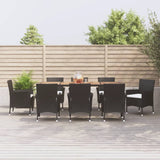 9 Piece Garden Dining Set with Cushions Black Poly Rattan 3187463